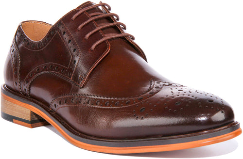 Nick Lace up Brogue In Dark Brown