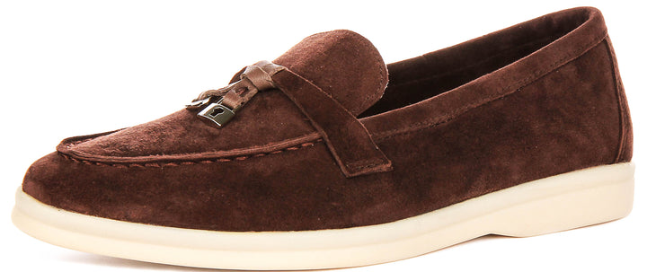 Emma In Choco Suede Loafer