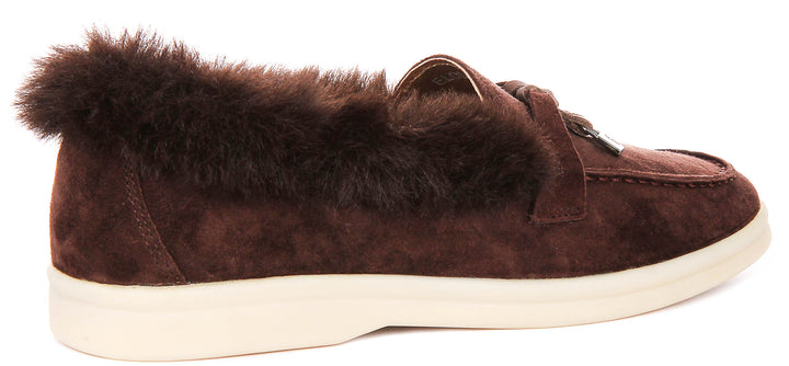 Elodie In Choco Fur Lined loafer