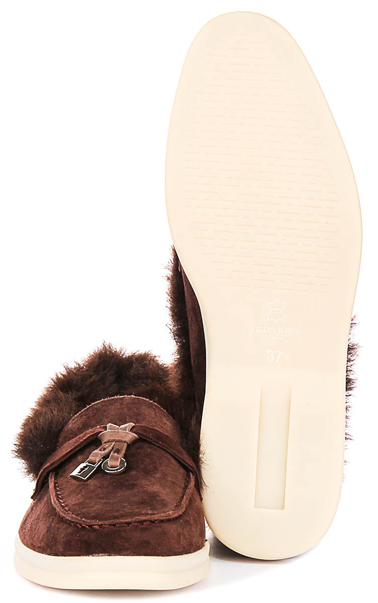 Elodie In Choco Fur Lined loafer