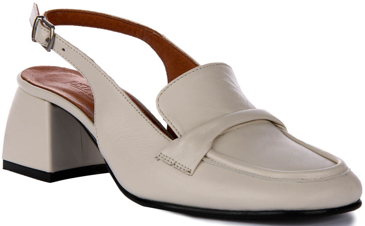 Elliana Square Toe Open Shoe In Cream Leather