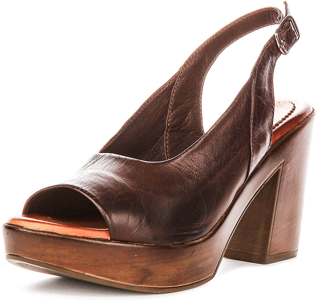 Serene Open Toe Sandal In Dark Brown