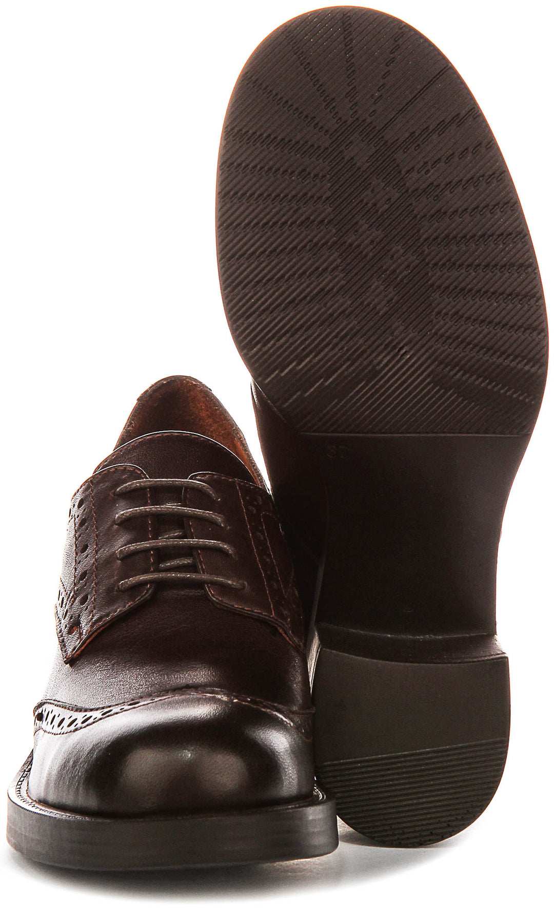 Paulina Heel Brogues In Dark Brown