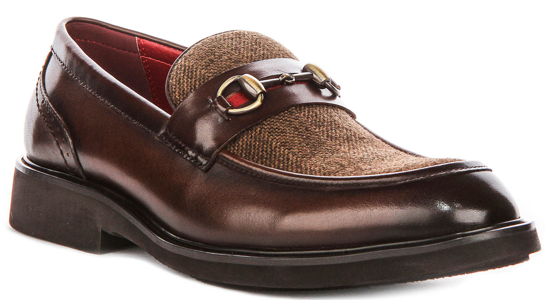 Tristian Tweed Loafer In Dark Brown