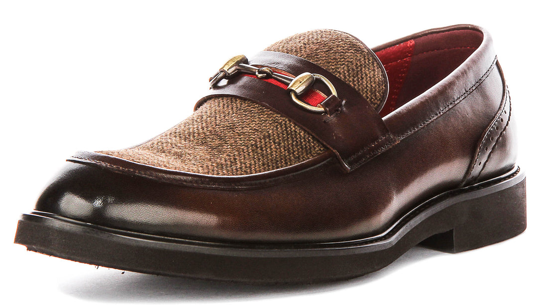 Tristian Tweed Loafer In Dark Brown