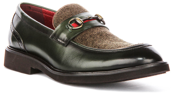 Tristian Tweed Loafer In Dark Green