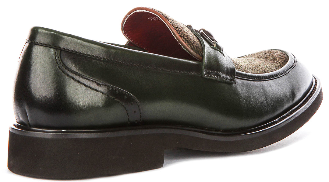 Tristian Tweed Loafer In Dark Green