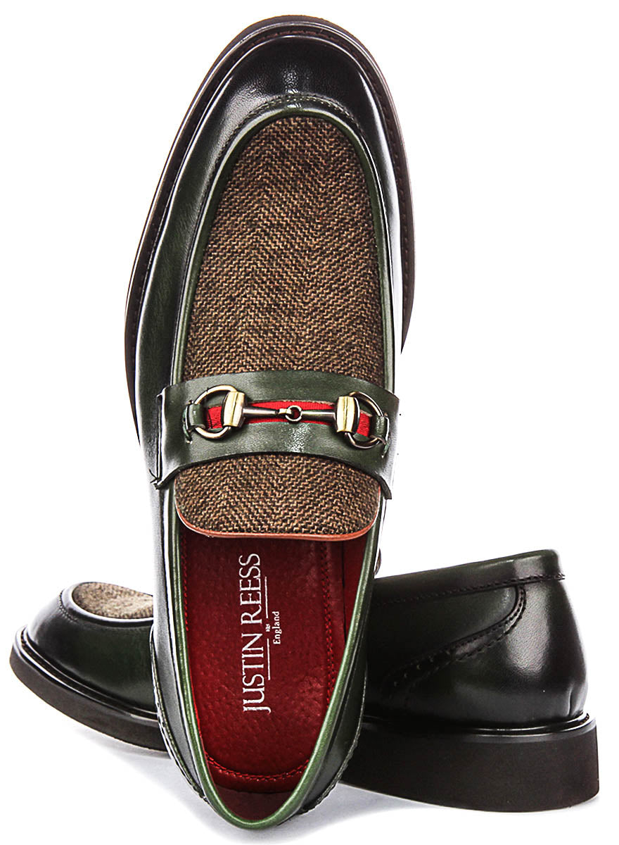 Tristian Tweed Loafer In Dark Green