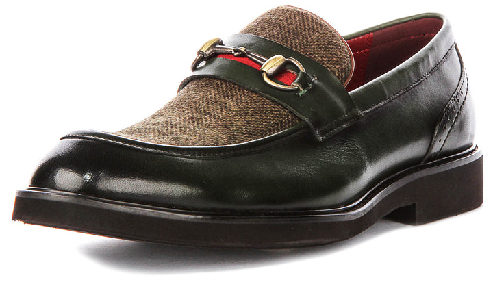 Tristian Tweed Loafer In Dark Green