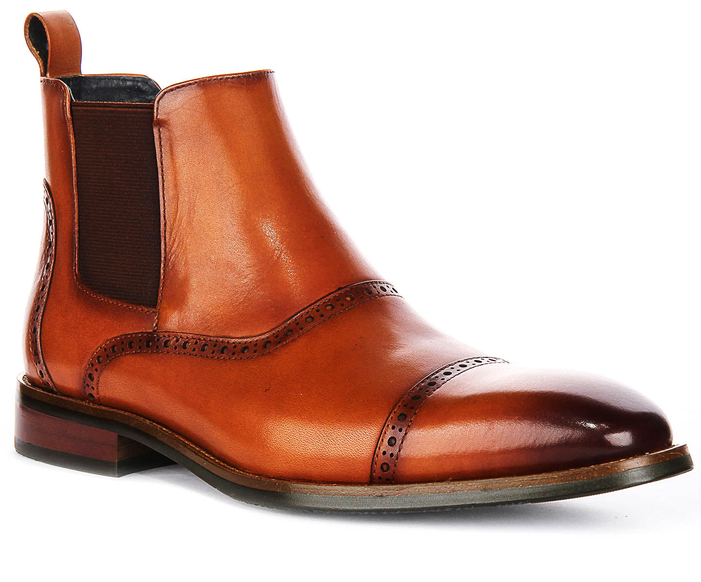 Jaxon In Dark Tan | Leather Brogue Ankle Boots – Justin Reess