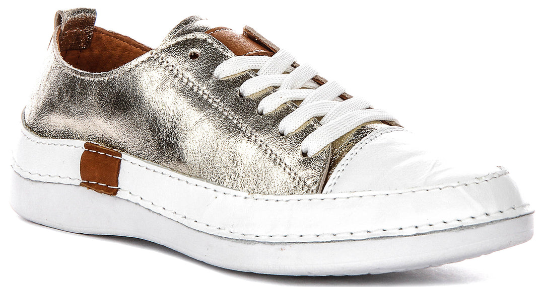 Sammy Leather Cushioned Shoes In Gold