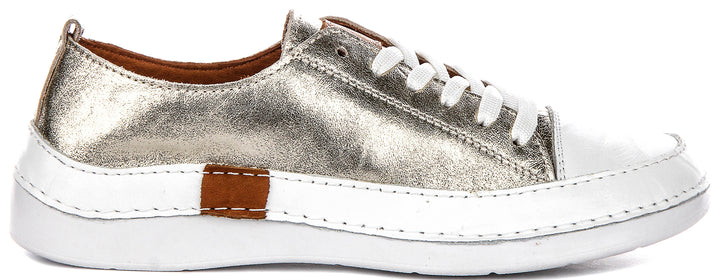 Sammy Leather Cushioned Shoes In Gold