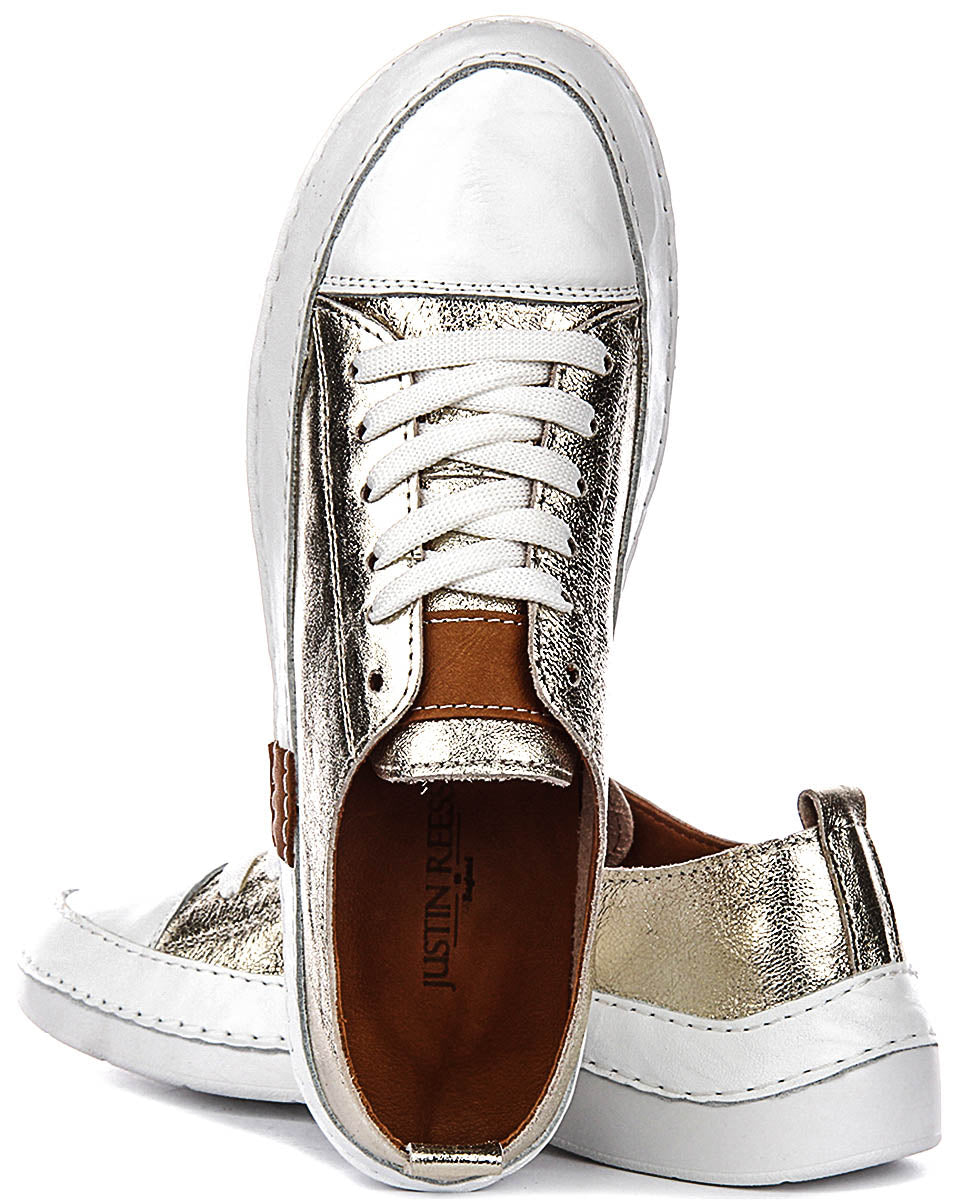 Sammy Leather Cushioned Shoes In Gold