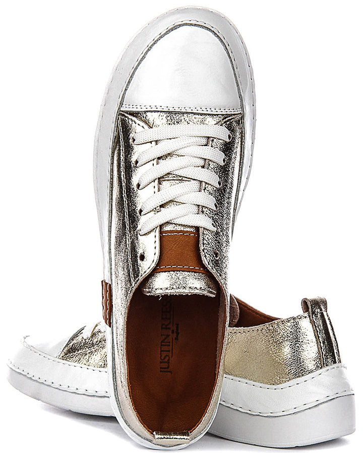 Sammy Leather Cushioned Shoes In Gold
