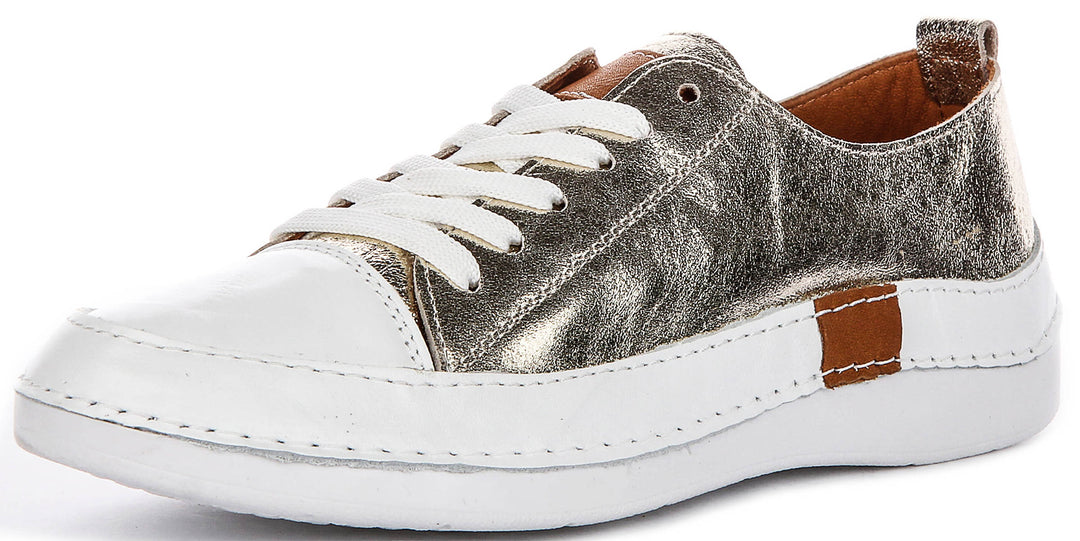 Sammy Leather Cushioned Shoes In Gold