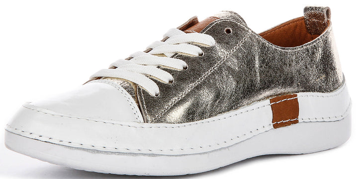 Sammy Leather Cushioned Shoes In Gold