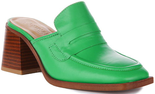 Charlie Open Shoe Loafer In Green Leather