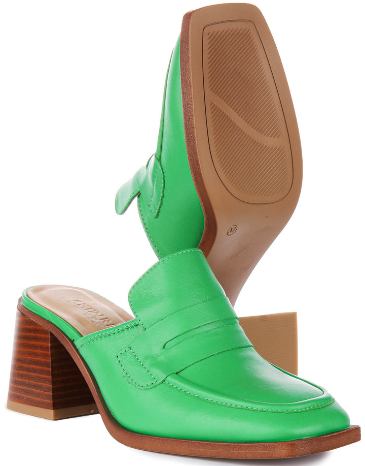 Charlie Open Shoe Loafer In Green Leather
