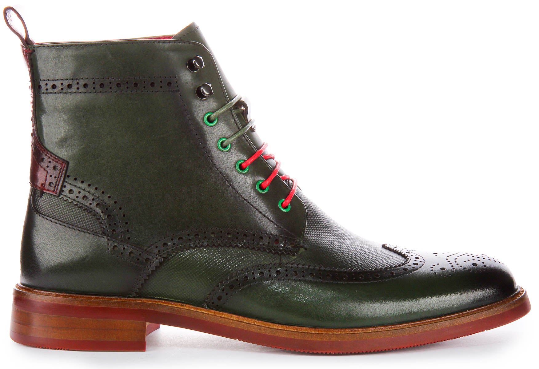 JUSTINREESS Cameron Ankle Boots Green | Lace up Brogue Boot – Justin Reess