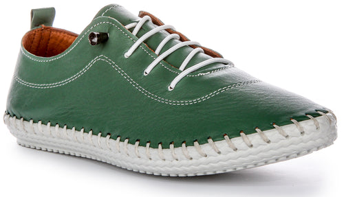 Lexi 2 Leather Plimsole In Green