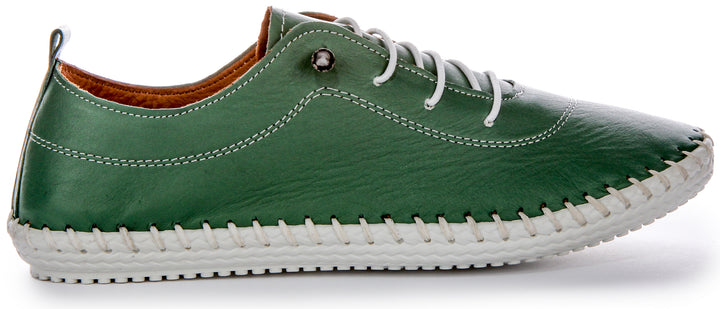 Lexi 2 Leather Plimsole In Green