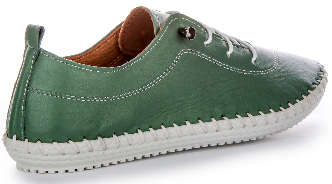 Lexi 2 Leather Plimsole In Green