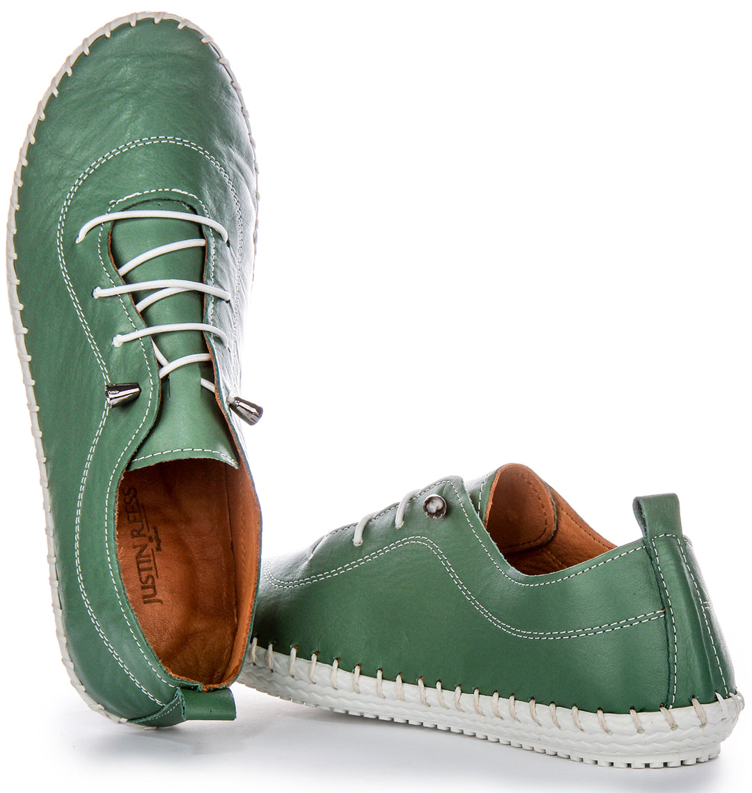 Lexi 2 Leather Plimsole In Green