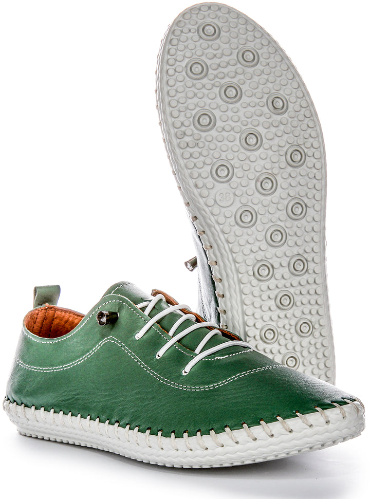 Lexi 2 Leather Plimsole In Green