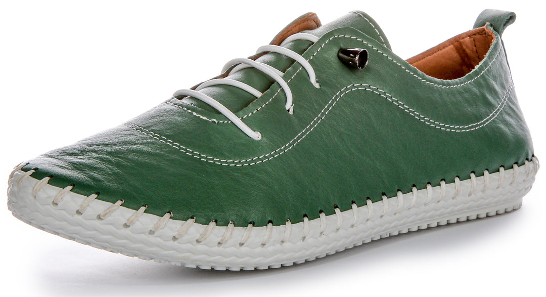 Lexi 2 Leather Plimsole In Green