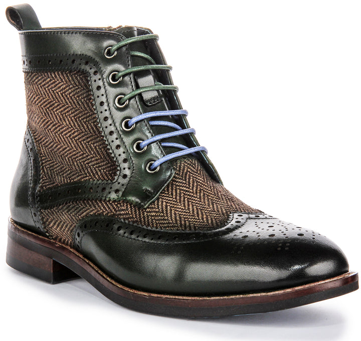 Hi Kennedy Tweed Ankle Boots In Green