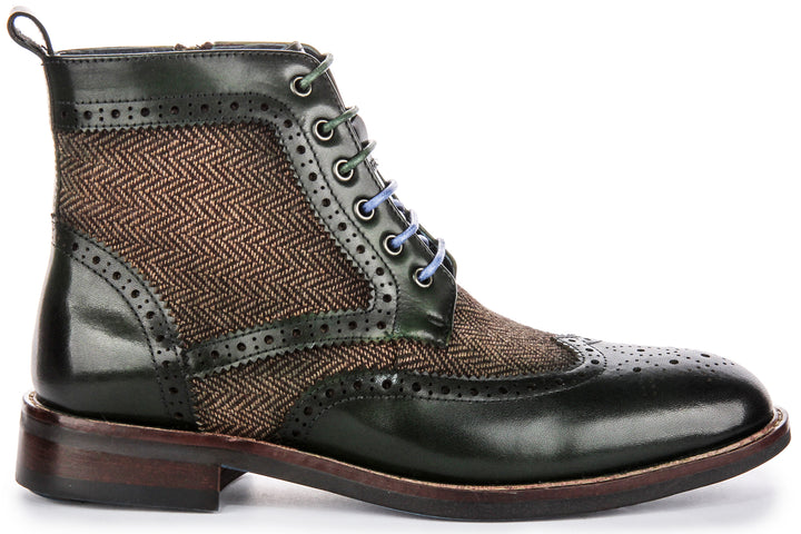 Hi Kennedy Tweed Ankle Boots In Green