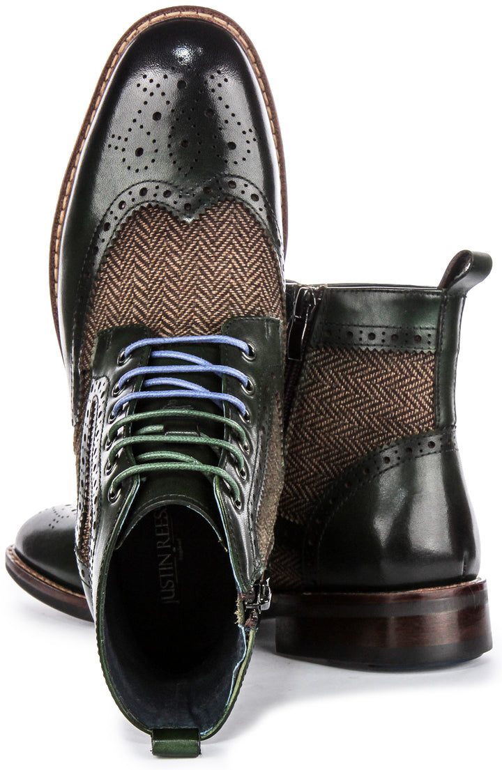 Hi Kennedy Tweed Ankle Boots In Green