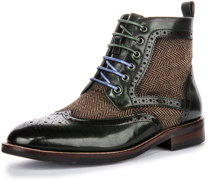 Hi Kennedy Tweed Ankle Boots In Green