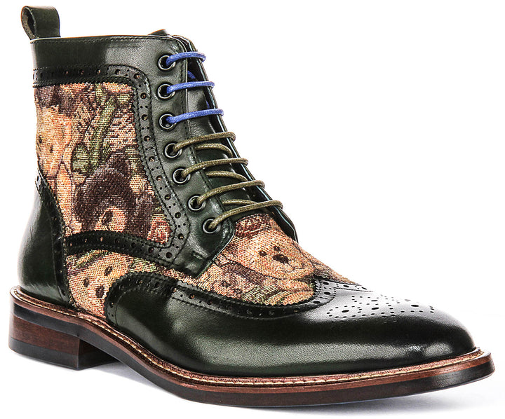 Teddy Hi In Green Brogue Boots