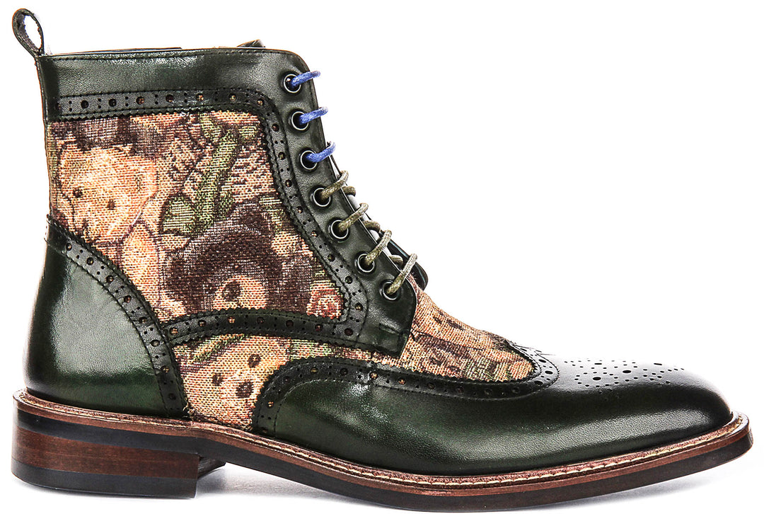 Teddy Hi In Green Brogue Boots
