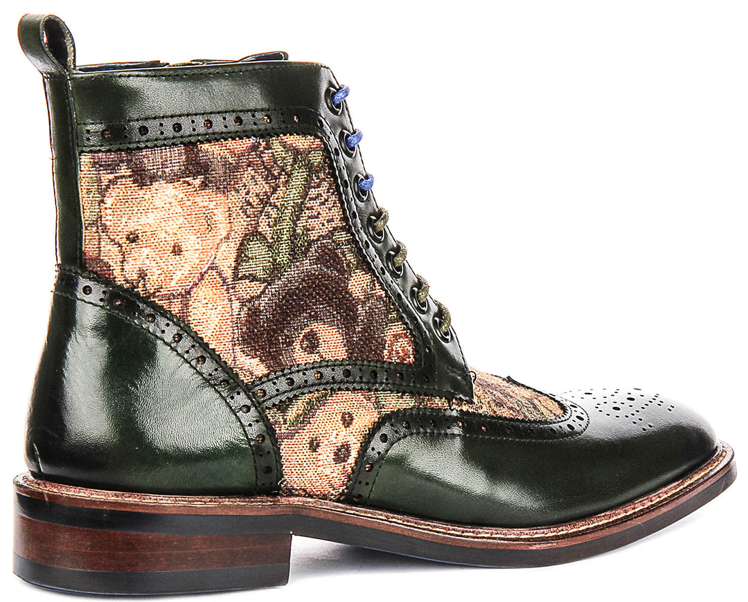 Teddy Hi In Green Brogue Boots