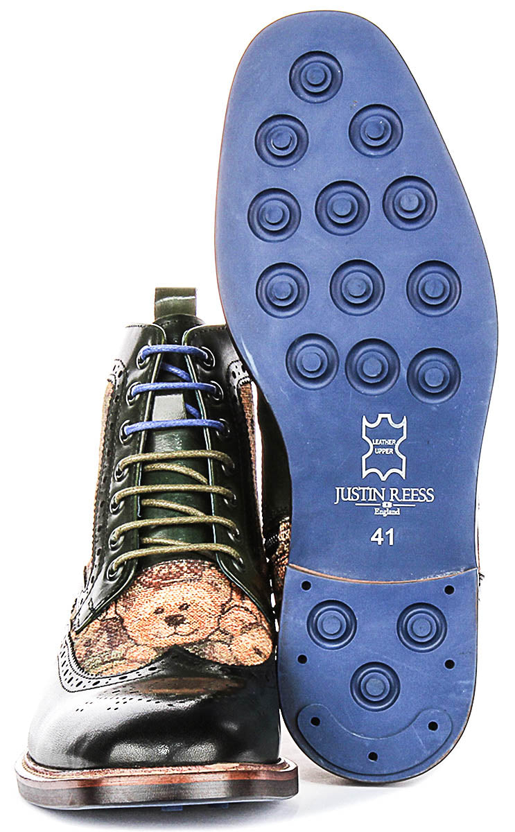 Teddy Hi In Green Brogue Boots