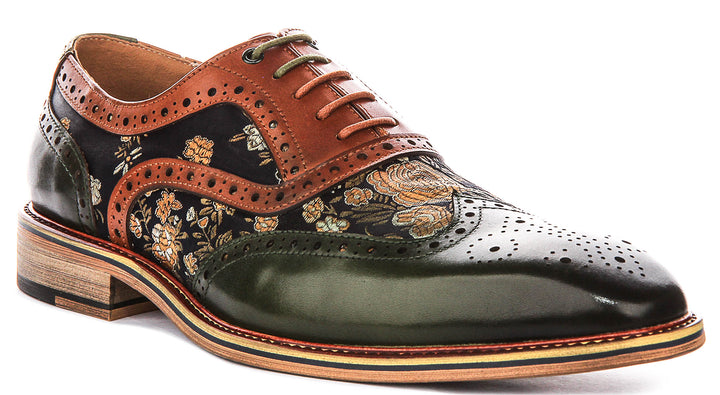 Stuart In Green Floral Brogues