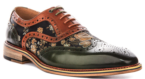Stuart In Green Floral Brogues