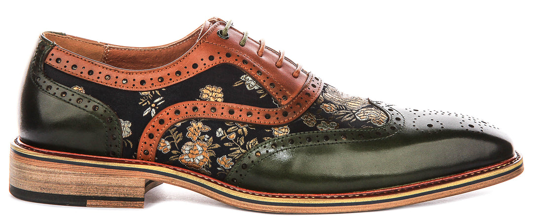 Stuart In Green Floral Brogues