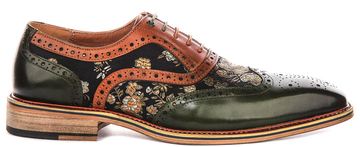 Stuart In Green Floral Brogues