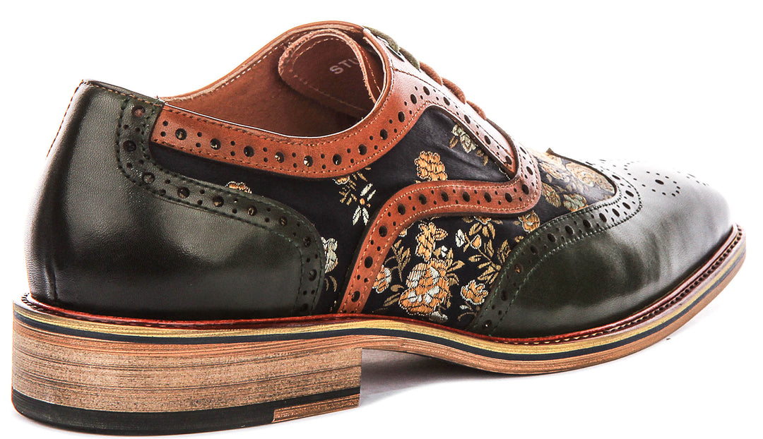 Stuart In Green Floral Brogues