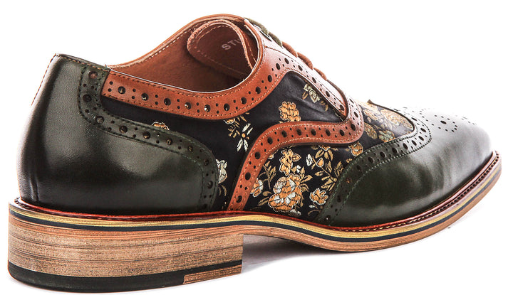 Stuart In Green Floral Brogues