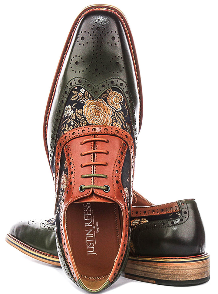 Stuart In Green Floral Brogues