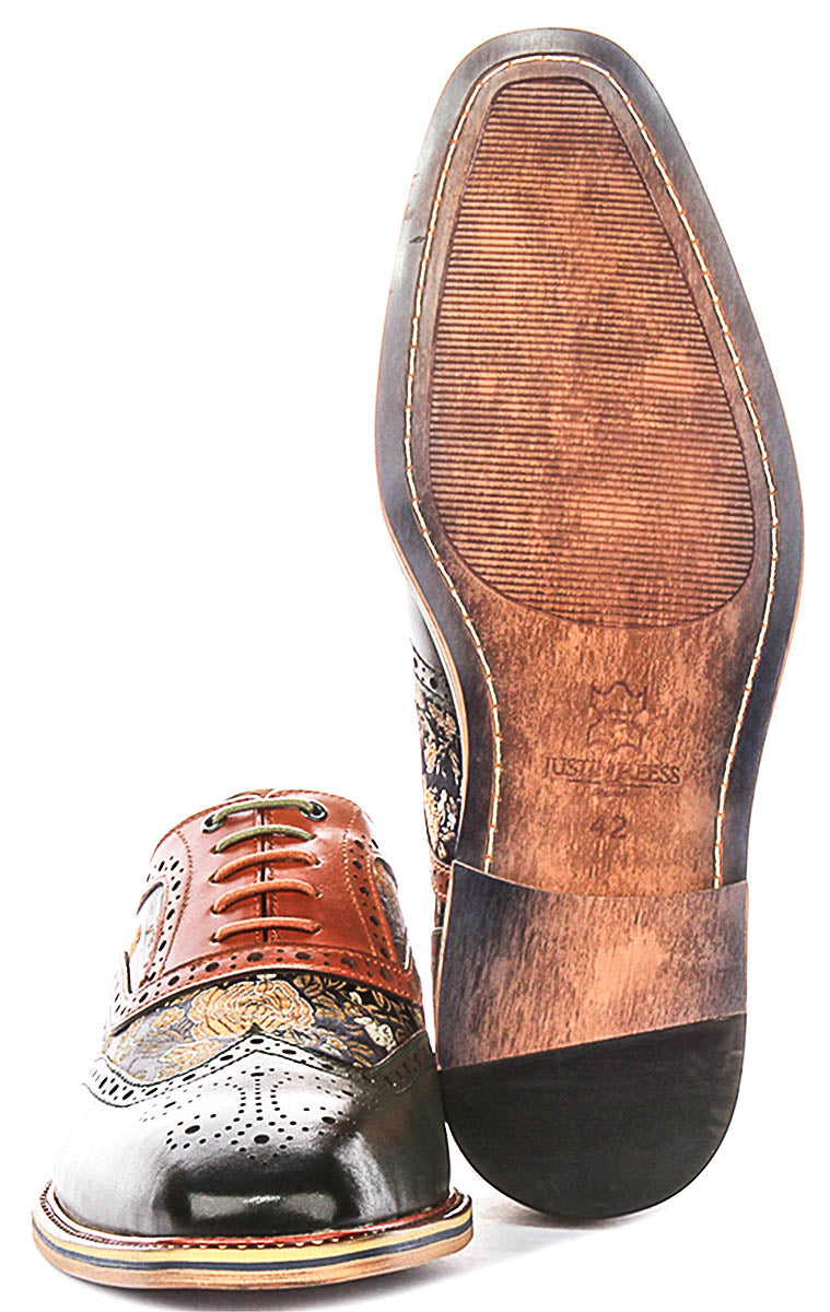 Stuart In Green Floral Brogues