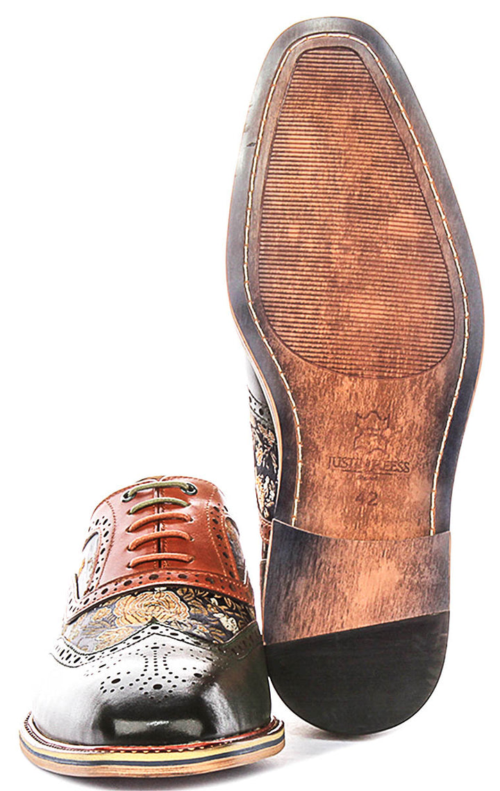 Stuart In Green Floral Brogues