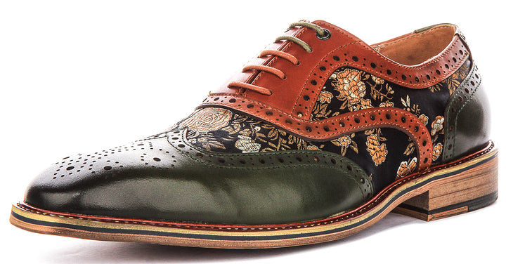 Stuart In Green Floral Brogues
