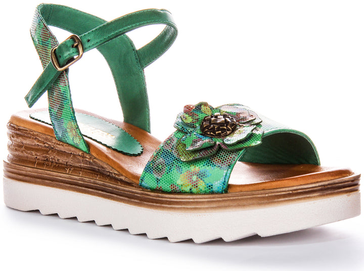 Tania Sandals In Green Flower Sandal