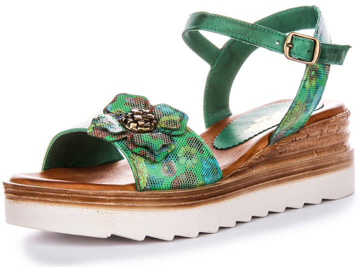 Tania Sandals In Green Flower Sandal