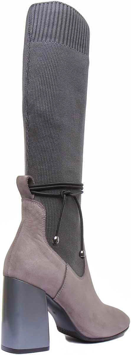 Holly Block Heel Sock Boot In Grey